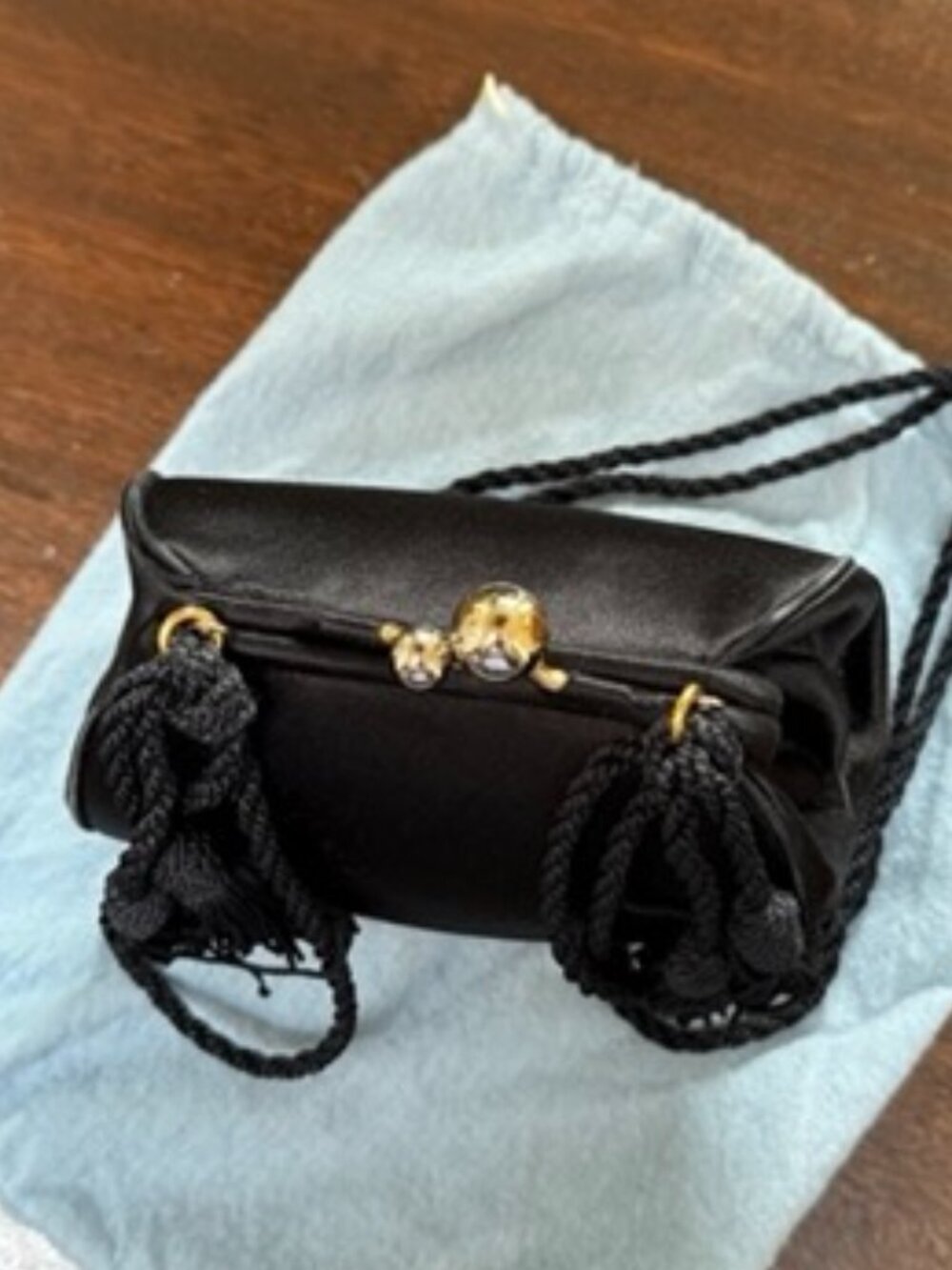 Judith Leiber Black Satin Evening Bag -Vintage